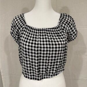 Hippie Rose Black and White Plaid Crop Top
